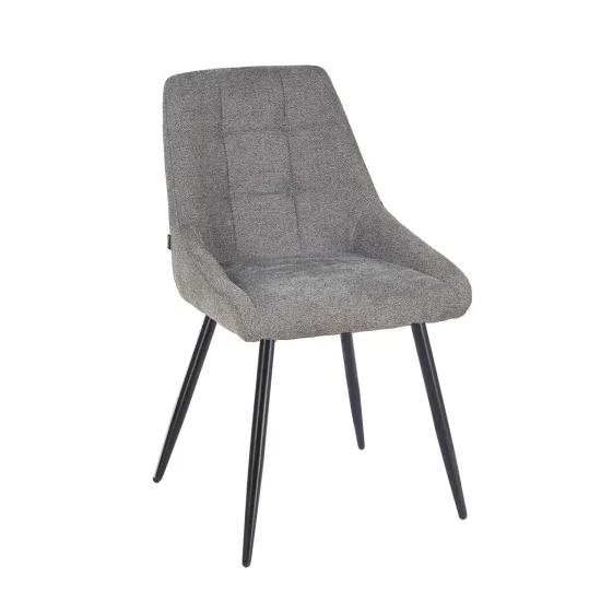 SILLA DE COMEDOR TAPIZADA GRIS CON 4 PATAS NEGRAS WESKA