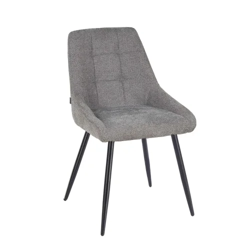 SILLA DE COMEDOR TAPIZADA GRIS CON 4 PATAS NEGRAS WESKA