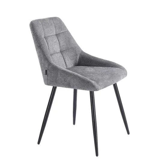 SILLA DE COMEDOR TAPIZADA GRIS CON 4 PATAS NEGRAS WESKA 2