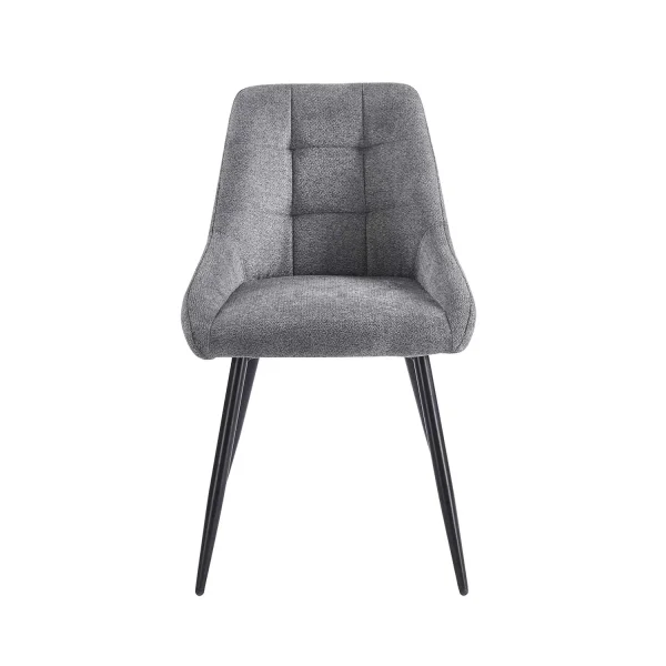 SILLA DE COMEDOR TAPIZADA GRIS CON 4 PATAS NEGRAS WESKA