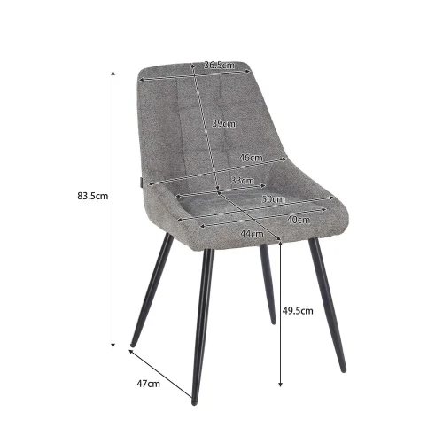 SILLA DE COMEDOR TAPIZADA GRIS CON 4 PATAS NEGRAS WESKA