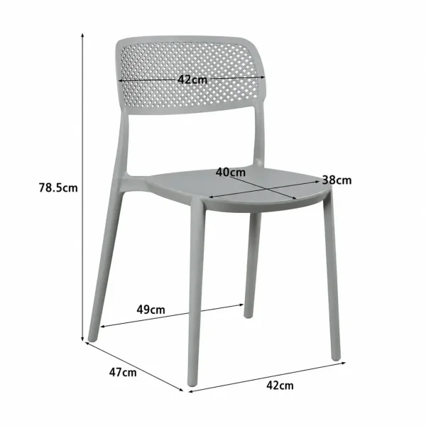 SILLA DE POLIPROPILENO GRIS ANTI-UV PARA EXTERIOR NÁPOLI