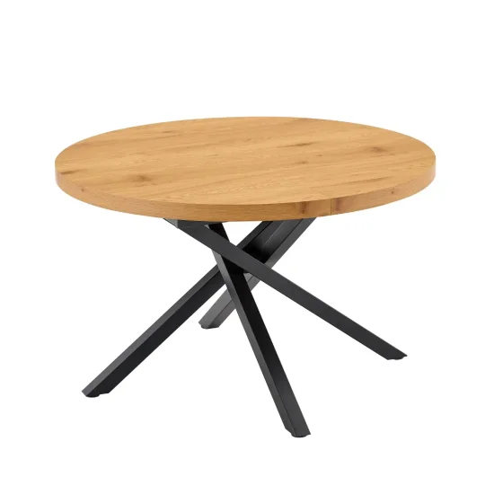 MESA REDONDA EXTENSIBLE DE MADERA CON PATAS NEGRAS NORDEN