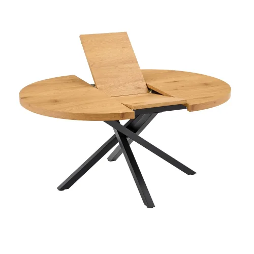 MESA REDONDA EXTENSIBLE DE MADERA CON PATAS NEGRAS NORDEN