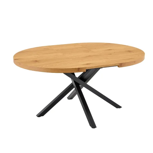MESA REDONDA EXTENSIBLE DE MADERA CON PATAS NEGRAS NORDEN