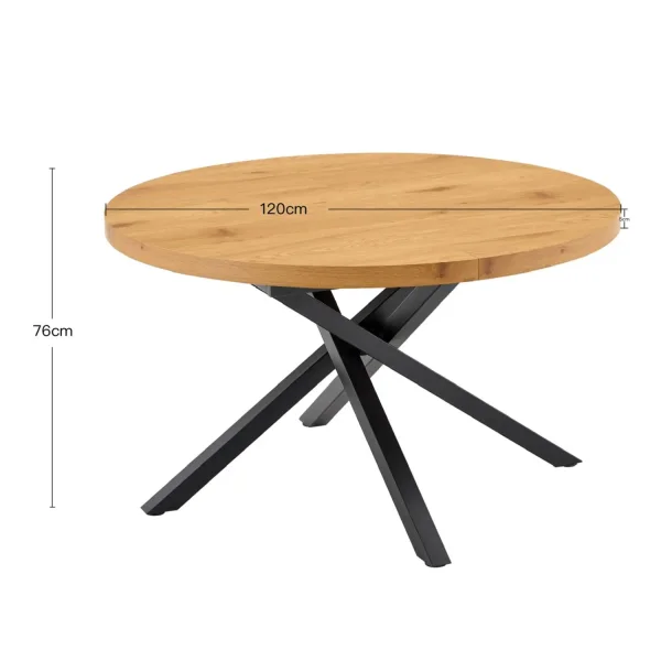 MESA REDONDA EXTENSIBLE DE MADERA CON PATAS NEGRAS NORDEN