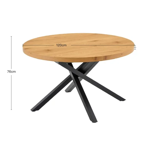 MESA REDONDA EXTENSIBLE DE MADERA CON PATAS NEGRAS NORDEN