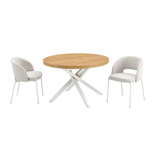MESA REDONDA EXTENSIBLE DE MADERA CON PATAS BLANCAS NORDEN
