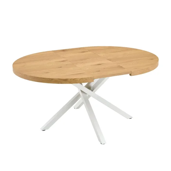 MESA REDONDA EXTENSIBLE DE MADERA CON PATAS BLANCAS NORDEN 2