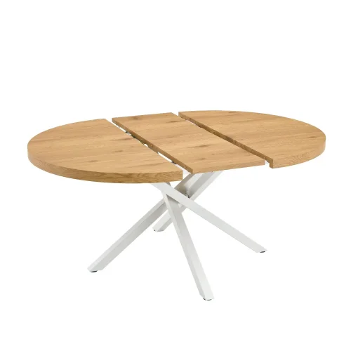 MESA REDONDA EXTENSIBLE DE MADERA CON PATAS BLANCAS NORDEN