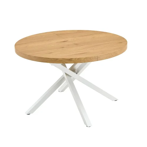 MESA REDONDA EXTENSIBLE DE MADERA CON PATAS BLANCAS NORDEN