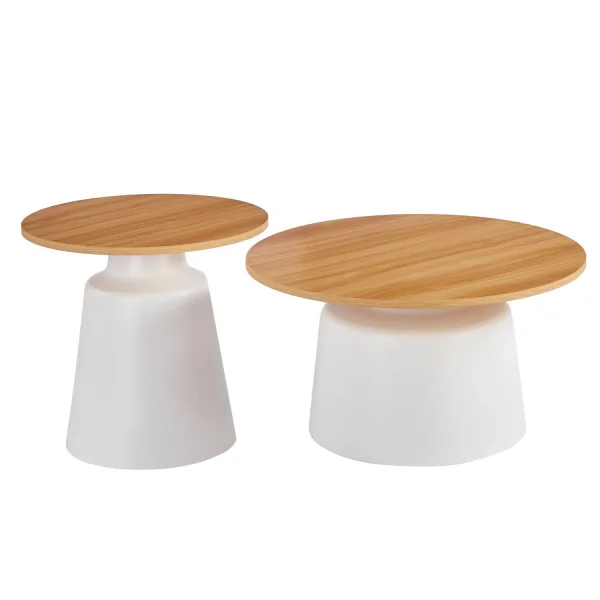 SET 2 MESAS AUXILIARES NORAE NATURAL/BLANCO