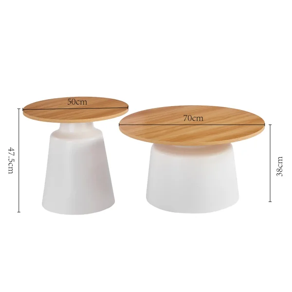 SET 2 MESAS AUXILIARES NORAE NATURAL/BLANCO