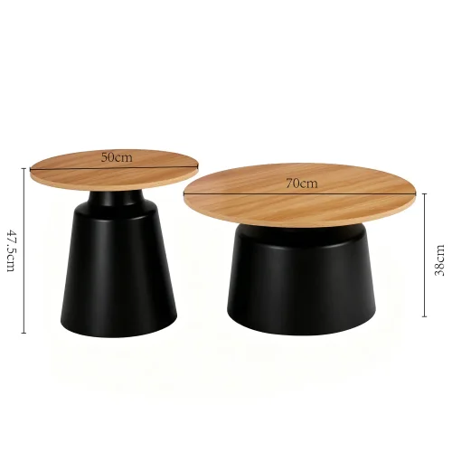 SET 2 MESAS AUXILIARES NORAE NATURAL/NEGRO