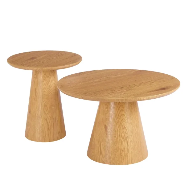 SET DE 2 MESAS AUXILIARES REDONDAS DE MADERA KANADE