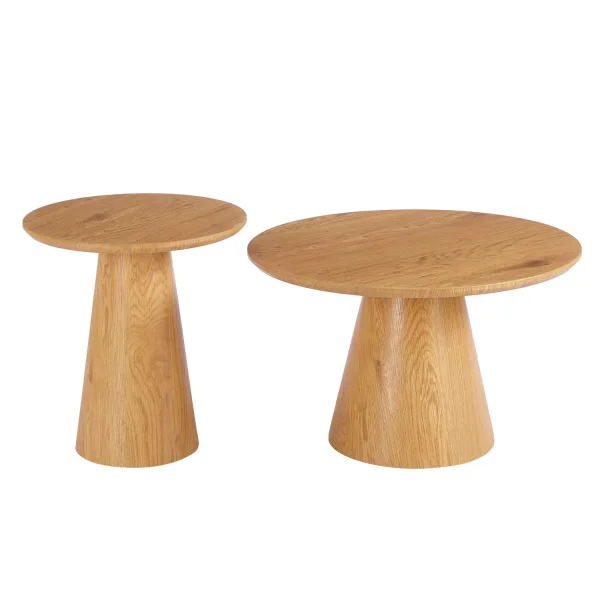 SET DE 2 MESAS AUXILIARES REDONDAS DE MADERA KANADE