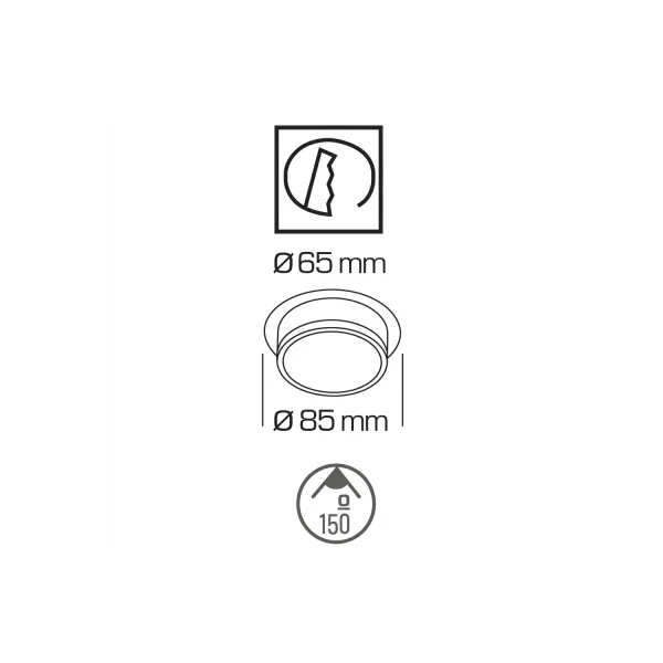 FOCO EMPOTRABLE BAÑO LUZ FRONTAL Y LATERAL NEGRO GU10