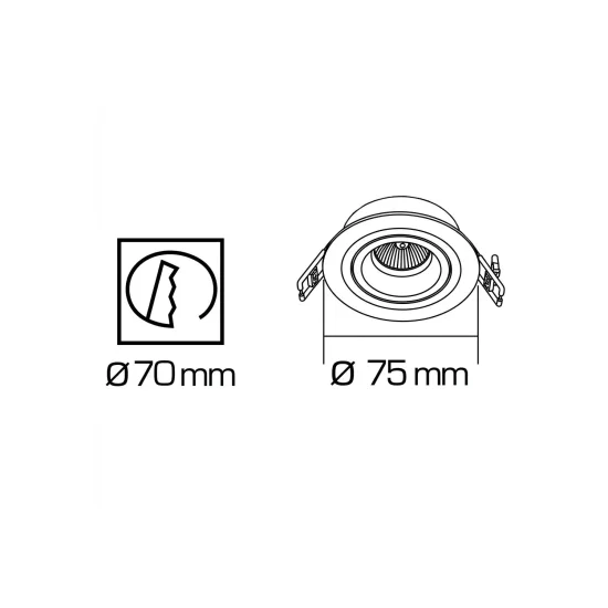 FOCO EMPOTRABLE MADERA/NEGRO GU10 Ø7,5CM 2