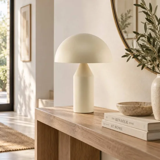 LÁMPARA DE MESA 2 LUCES E27 BEIGE ENOKI