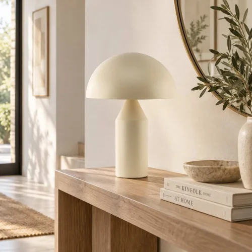 LÁMPARA DE MESA 2 LUCES E27 BEIGE ENOKI