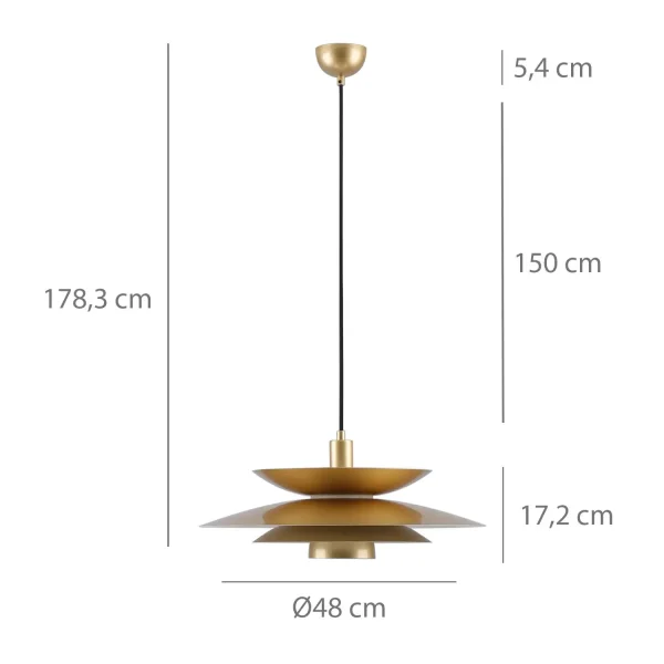 LÁMPARA DE TECHO 1LUZ E27 DORADO Ø48CM ORNELLA
