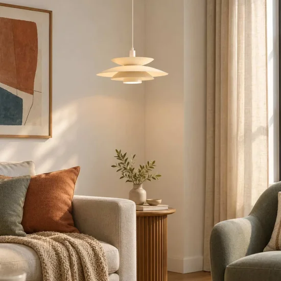 LÁMPARA DE TECHO 1LUZ E27 BEIGE Ø38CM ORNELLA