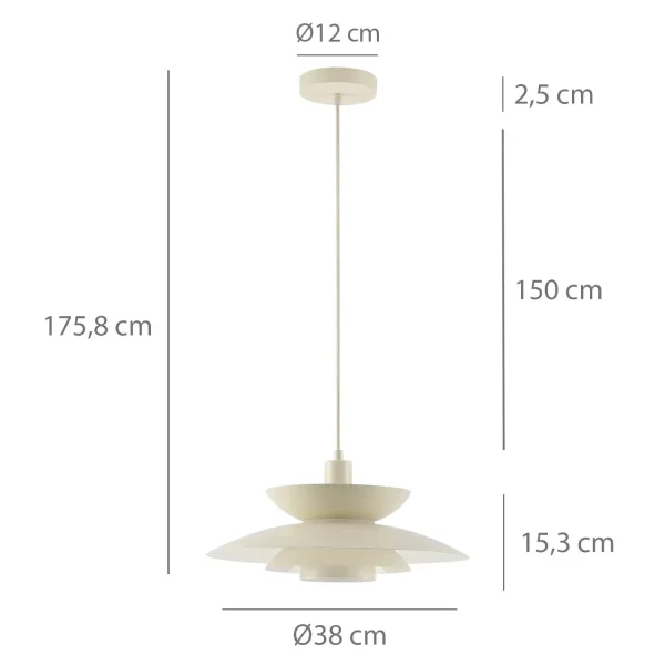 LÁMPARA DE TECHO 1LUZ E27 BEIGE Ø38CM ORNELLA