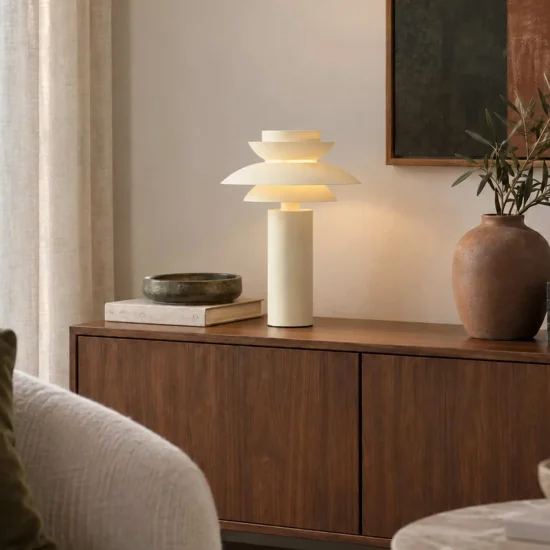LÁMPARA DE MESA 1LUZ E27 BEIGE Ø30CM ORNELLA