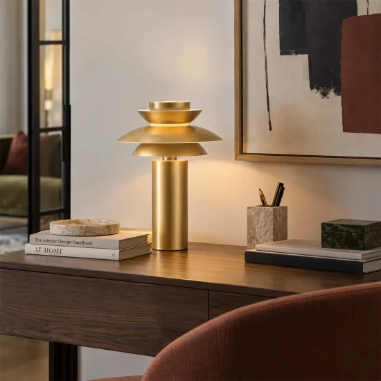 LÁMPARA DE MESA 1LUZ E27 DORADO Ø30CM ORNELLA