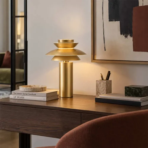 LÁMPARA DE MESA 1LUZ E27 DORADO Ø30CM ORNELLA