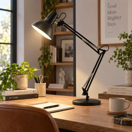 LÁMPARA MULTIFUNCIÓN MESA, PARED Y PINZA DE ACERO NEGRO