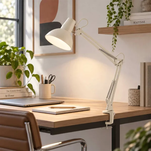 LÁMPARA MULTIFUNCIÓN MESA, PARED Y PINZA DE ACERO BLANCO