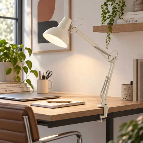 LÁMPARA MULTIFUNCIÓN MESA, PARED Y PINZA DE ACERO BLANCO