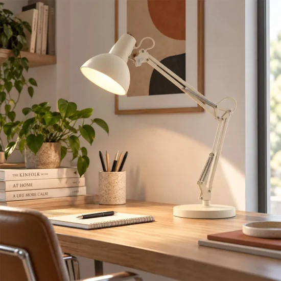 LÁMPARA MULTIFUNCIÓN MESA, PARED Y PINZA DE ACERO BLANCO