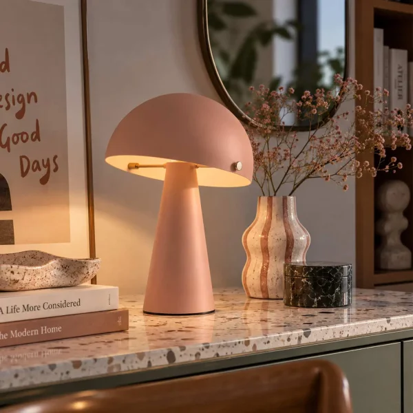 LÁMPARA DE MESA ACERO PINTADO ROSA MATE E27 CHANTERELLE