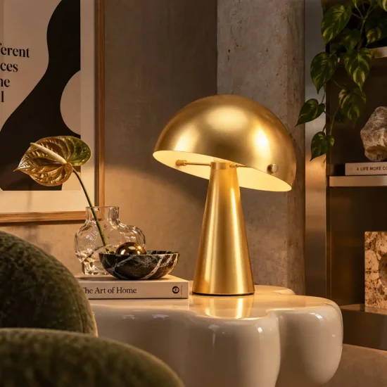 LÁMPARA DE MESA ACERO PINTADO DORADO E27 CHANTERELLE