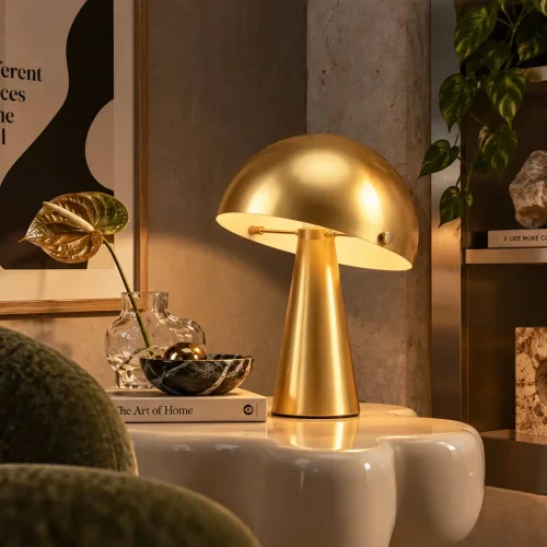 LÁMPARA DE MESA ACERO PINTADO DORADO E27 CHANTERELLE
