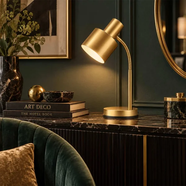 LÁMPARA DE MESA E27 DORADO GEMMA