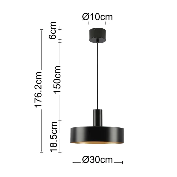 LÁMPARA DE TECHO E27 ACERO PINTADO NEGRO GEMMA