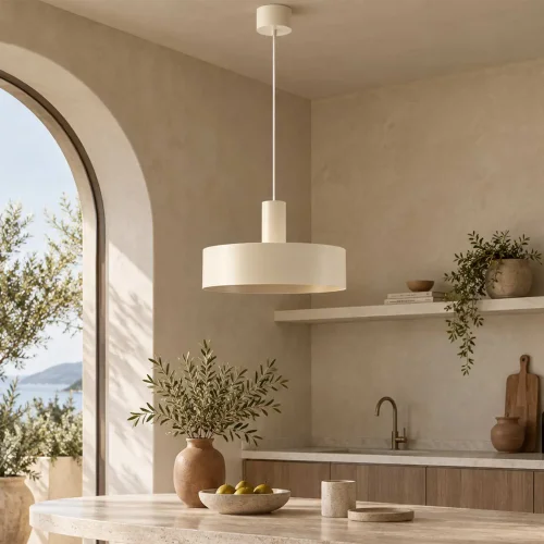 LÁMPARA DE TECHO E27 ACERO PINTADO BEIGE GEMMA