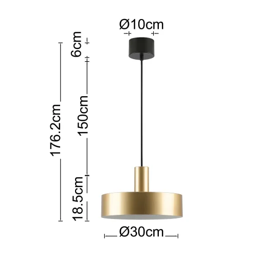 LÁMPARA DE TECHO E27 NEGRO Y DORADO GEMMA