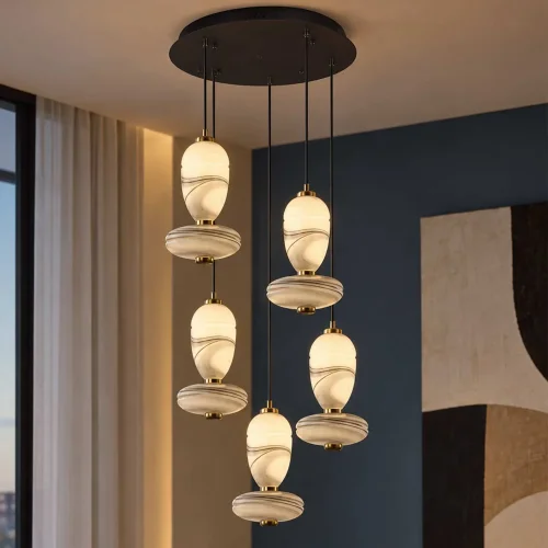 LÁMPARA DE TECHO LED 5 LUCES 50W CCT EFECTO MÁRMOL TOSCANA