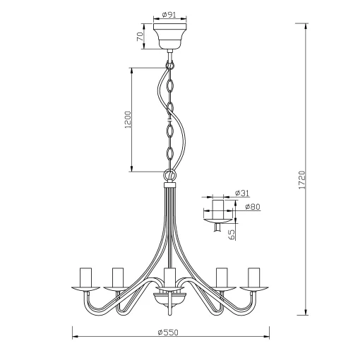 LÁMPARA DE TECHO 5 LUCES MIRANDA FORJA