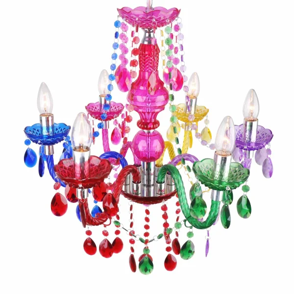 LÁMPARA DE TECHO 6 LUCES ITALINA MULTICOLOR