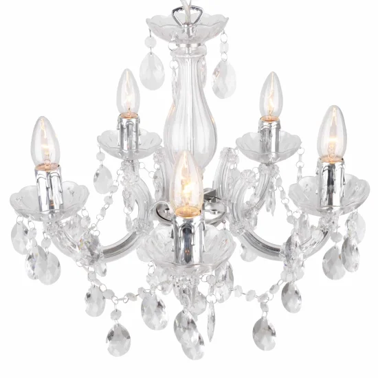 LÁMPARA DE TECHO 5 LUCES NICOLA TRANSPARENTE