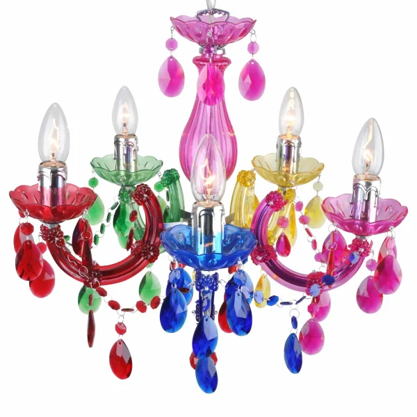 LÁMPARA DE TECHO 5 LUCES MULTICOLOR