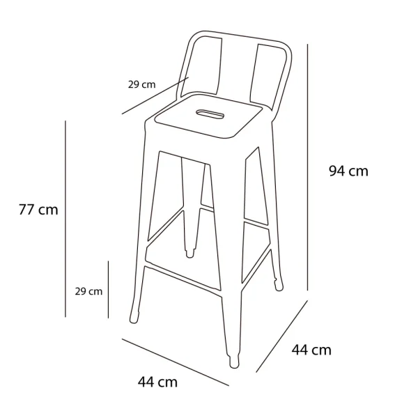 TABURETE ALTO JOSEPHINE ENVEJECIDO METÁLICO