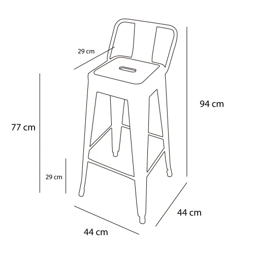 TABURETE ALTO JOSEPHINE ENVEJECIDO METÁLICO