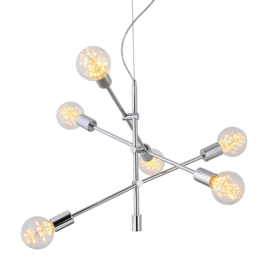 LÁMPARA DE TECHO JUPITER 6 LUCES CROMO